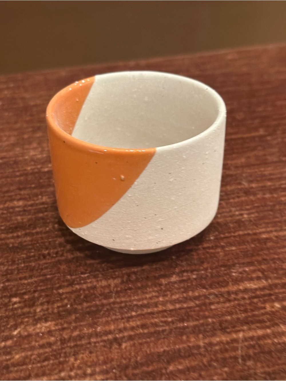 Contemporary Ceramic Vase in White with Orange Accent